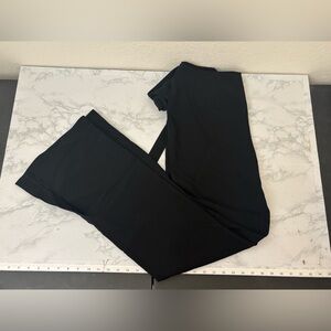 CINQ À SEPT Pants Womens 12 Black Double Belted Split Flared Leg Trouser